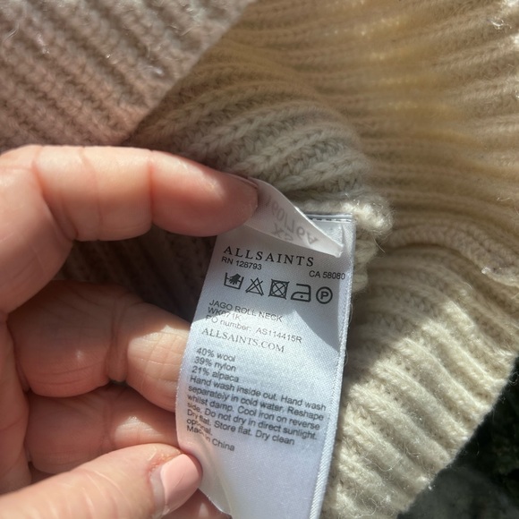 All Saints Jago Roll Neck Wool and Alpaca Blend Sweater. Quiet luxury. Minimal - Picture 12 of 14